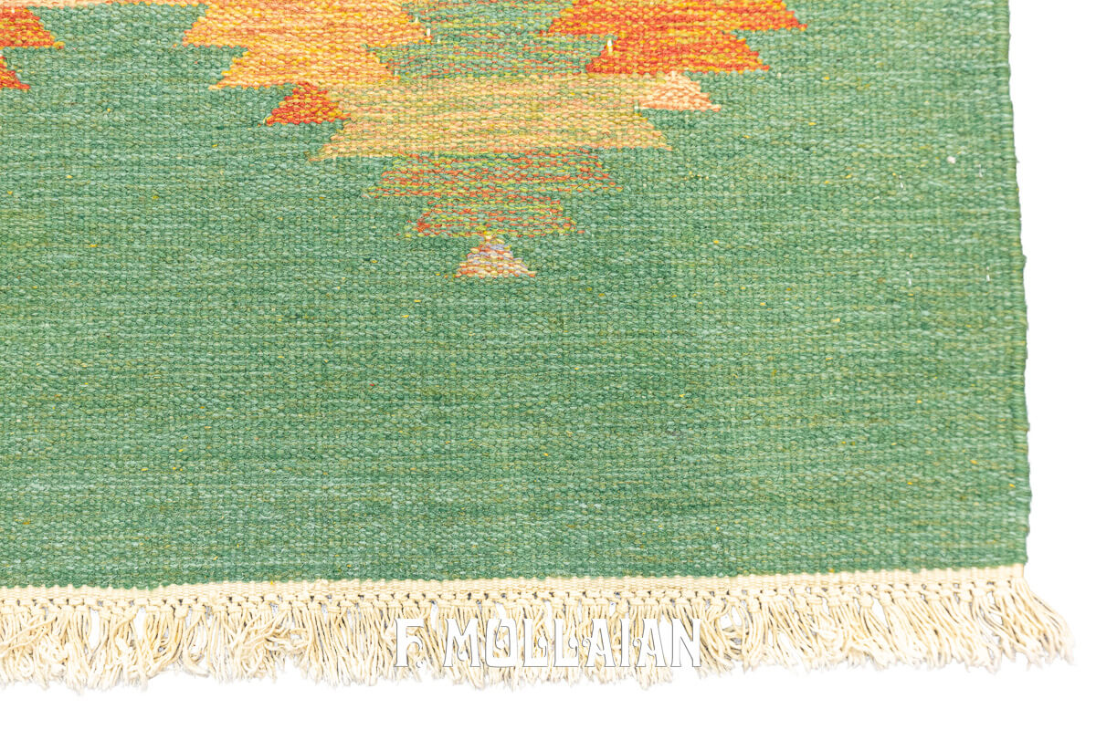 Rollakan Swedish Flat-weave Rug Green Color n°:443810